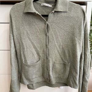 Green Button-Up Cardigan